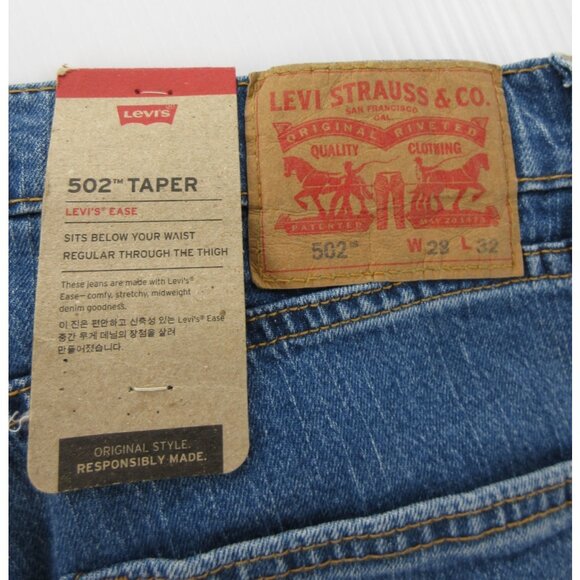 Levis 502 Jeans 28X32 Taper Red Tab Denim Stretch Pants Preppy NEW - Picture 9 of 13